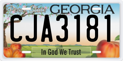 GA license plate CJA3181
