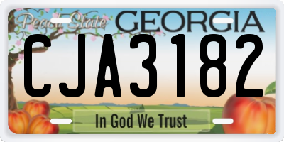 GA license plate CJA3182