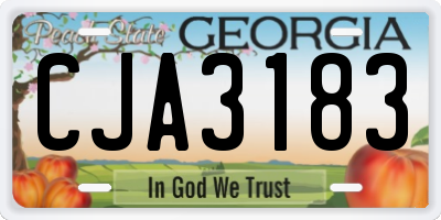 GA license plate CJA3183