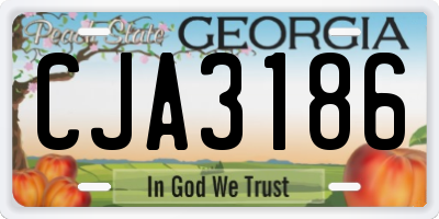GA license plate CJA3186