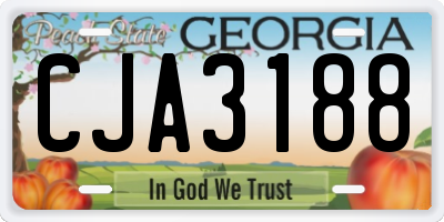 GA license plate CJA3188