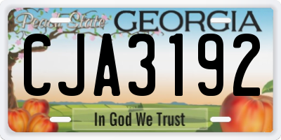 GA license plate CJA3192