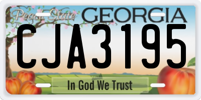 GA license plate CJA3195