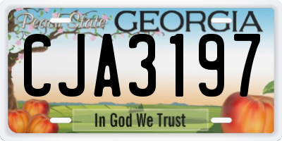 GA license plate CJA3197