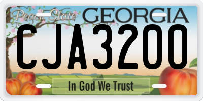 GA license plate CJA3200