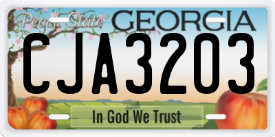 GA license plate CJA3203