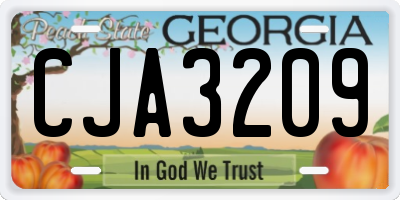 GA license plate CJA3209