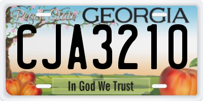 GA license plate CJA3210