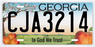 GA license plate CJA3214