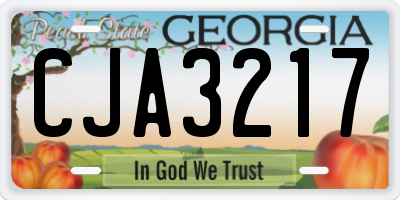 GA license plate CJA3217