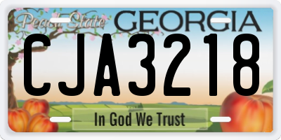 GA license plate CJA3218