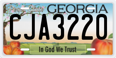GA license plate CJA3220