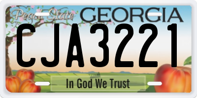 GA license plate CJA3221