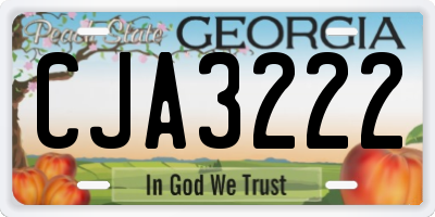 GA license plate CJA3222