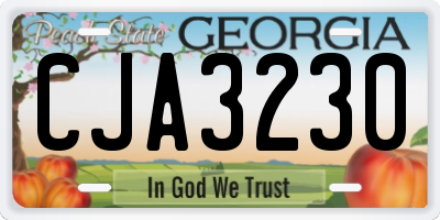 GA license plate CJA3230