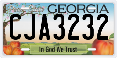 GA license plate CJA3232