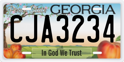 GA license plate CJA3234