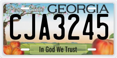 GA license plate CJA3245