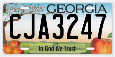 GA license plate CJA3247