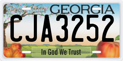 GA license plate CJA3252