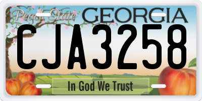 GA license plate CJA3258