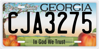 GA license plate CJA3275