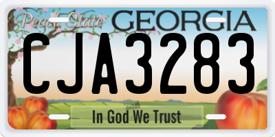 GA license plate CJA3283