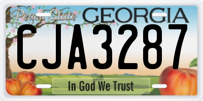 GA license plate CJA3287