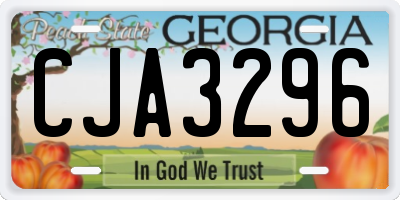 GA license plate CJA3296