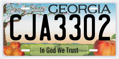 GA license plate CJA3302
