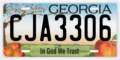 GA license plate CJA3306