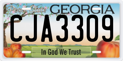 GA license plate CJA3309