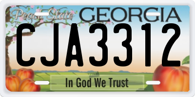 GA license plate CJA3312