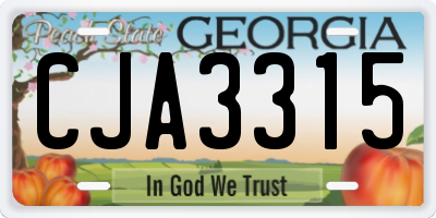 GA license plate CJA3315