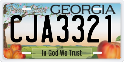 GA license plate CJA3321