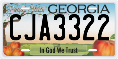 GA license plate CJA3322