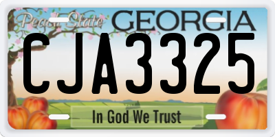 GA license plate CJA3325