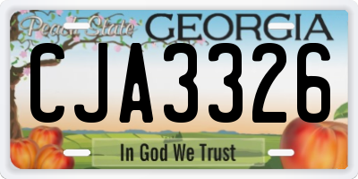 GA license plate CJA3326