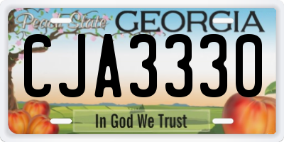 GA license plate CJA3330