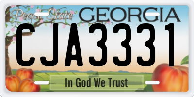 GA license plate CJA3331