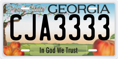 GA license plate CJA3333