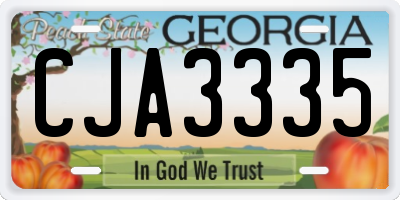 GA license plate CJA3335