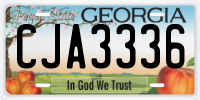 GA license plate CJA3336