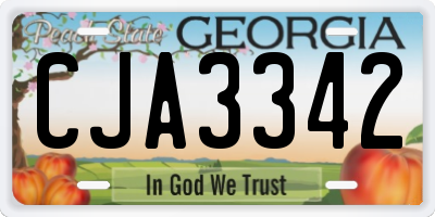 GA license plate CJA3342