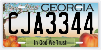 GA license plate CJA3344