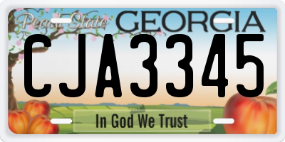 GA license plate CJA3345