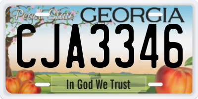 GA license plate CJA3346