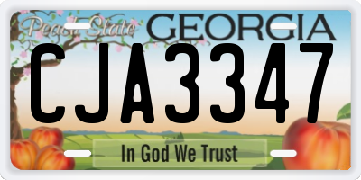 GA license plate CJA3347