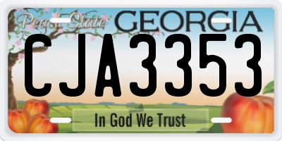 GA license plate CJA3353