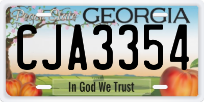 GA license plate CJA3354